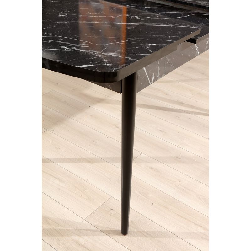 Casa si Gradina - Mobilier - Mese si birouri - Mese bucatarie si dining - Masa extensibila, Hanah Home, panou aglomerat cu melamina, negru alb, 132x79x76.5 cm - Infinity.ro