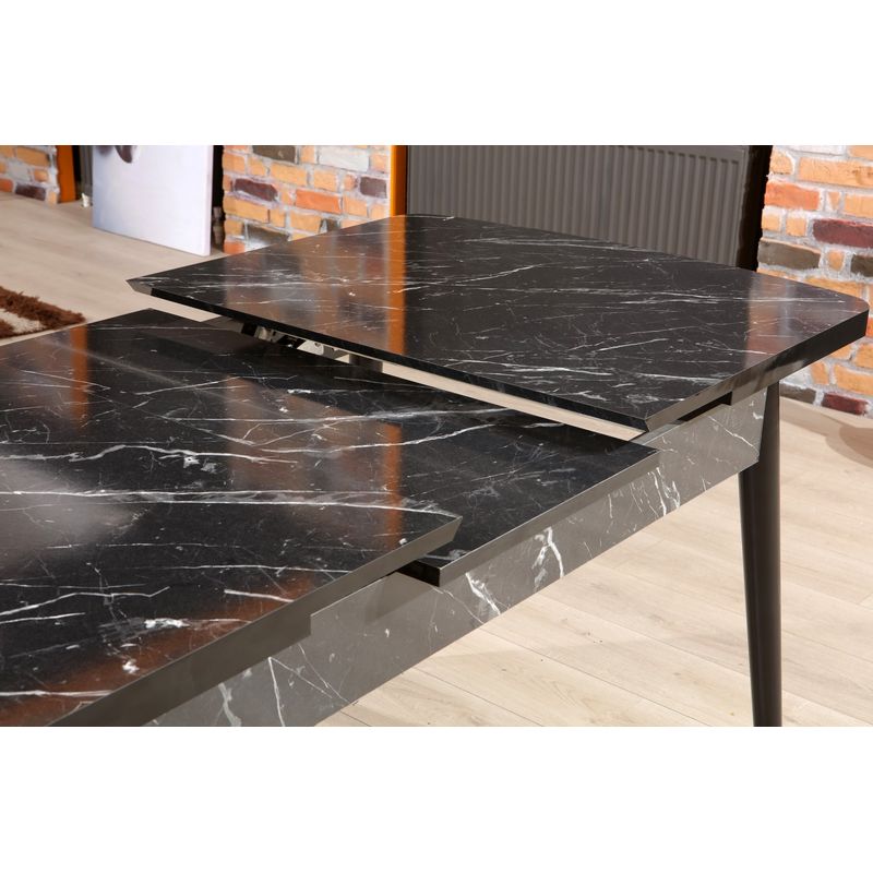 Casa si Gradina - Mobilier - Mese si birouri - Mese bucatarie si dining - Masa extensibila, Hanah Home, panou aglomerat cu melamina, negru alb, 132x79x76.5 cm - Infinity.ro