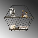 Casa si Gradina - Mobilier - Biblioteci si rafturi - Rafturi - Raft de perete, Hanah Home, lemn molid, negru si nuc inchis, 60x52x15 cm - Infinity.ro