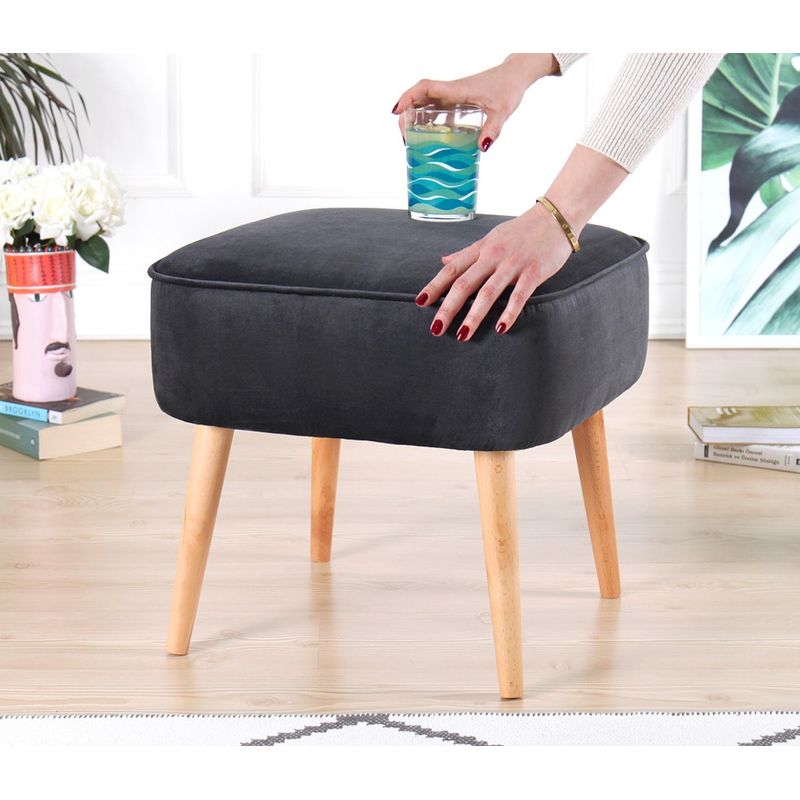 Casa si Gradina - Mobilier - Scaune si fotolii - Tabureti - Taburet, Atelier Del Sofa, catifea, gri inchis, 45x45x43 cm - Infinity.ro