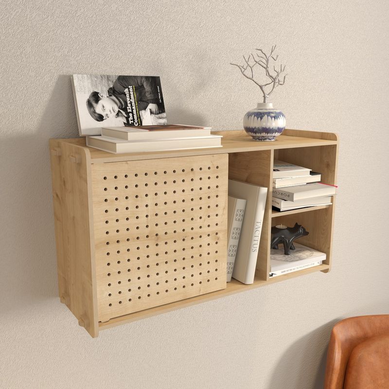 Casa si Gradina - Mobilier - Biblioteci si rafturi - Rafturi - Raft de perete, Hanah Home, pal melaminat, stejar, 65x30x22 cm - Infinity.ro