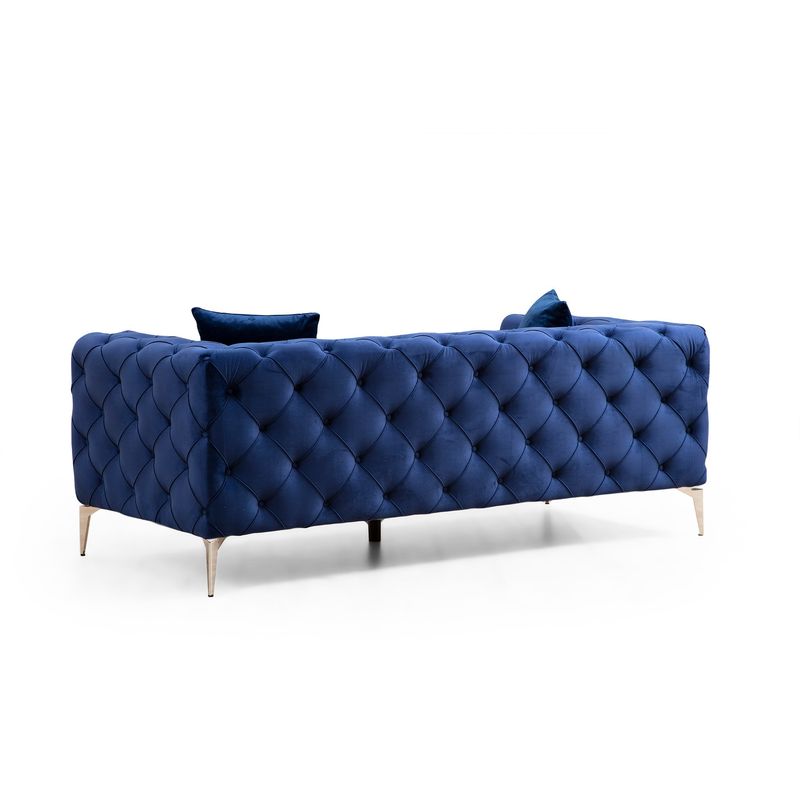 Casa si Gradina - Mobilier - Canapele si coltare - Canapele - Canapea 2 locuri, Hanah Home, lemn de fag si pal, albastru marin, 197x70x90 cm - Infinity.ro