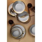 Casa si Gradina - Bucatarie si vesela - Vesela si tacamuri - Servicii de masa - Set de masa 16 piese, Hermia, portelan, gri auriu - Infinity.ro
