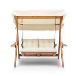 Casa si Gradina - Gradina si terasa - Balansoare si hamace - Balansoare - Balansoar de gradina dublu, Hanah Home, lemn de pin, crem, 160x120x195 cm - Infinity.ro