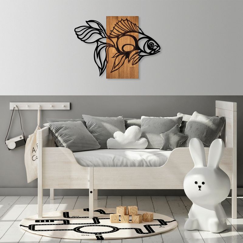 Casa si Gradina - Decoratiuni - Decoratiuni perete - Accesoriu decorativ de perete, Wallxpert, lemn si metal, nuc si negru, 58x80 cm, 899SKL2288 - Infinity.ro