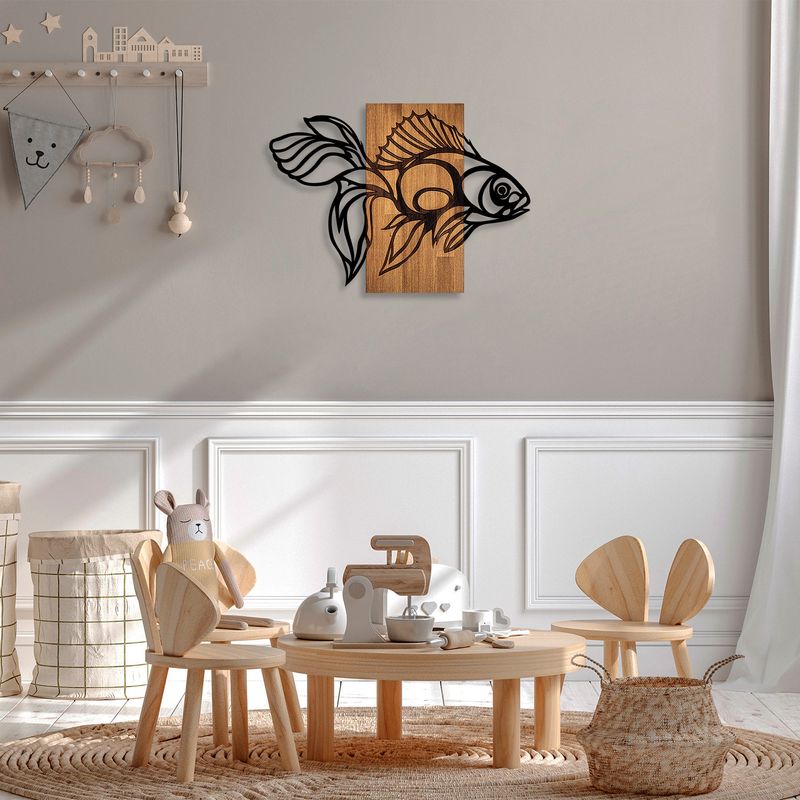 Casa si Gradina - Decoratiuni - Decoratiuni perete - Accesoriu decorativ de perete, Wallxpert, lemn si metal, nuc si negru, 58x80 cm, 899SKL2288 - Infinity.ro