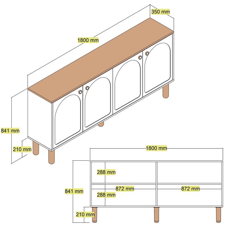 Casa si Gradina - Mobilier - Comode si corpuri - Console - Consola, Hanah Home, pal melaminat, alb, 180x35x84 cm - Infinity.ro