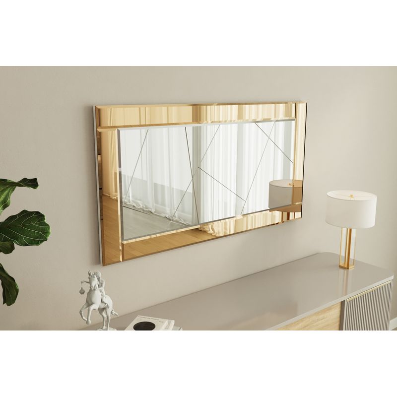 Casa si Gradina - Decoratiuni - Oglinzi - Oglinda, Hanah Home, mdf, bronz si alb, 60x120x2.2 cm - Infinity.ro