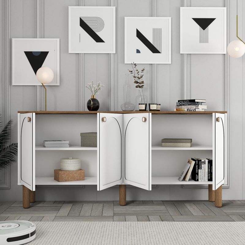 Casa si Gradina - Mobilier - Comode si corpuri - Console - Consola, Hanah Home, pal melaminat, alb, 180x35x84 cm - Infinity.ro