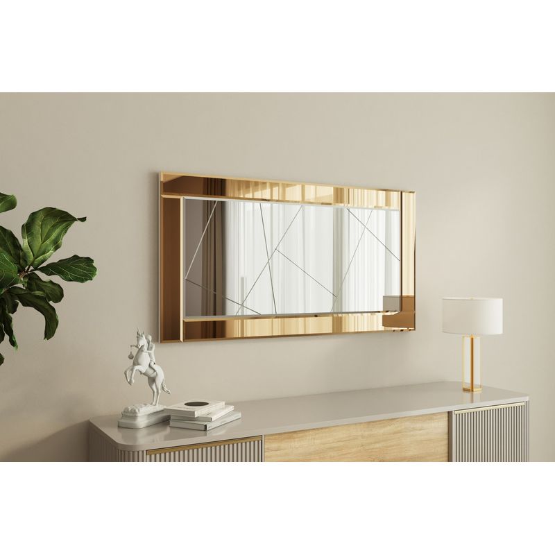 Casa si Gradina - Decoratiuni - Oglinzi - Oglinda, Hanah Home, mdf, bronz si alb, 60x120x2.2 cm - Infinity.ro