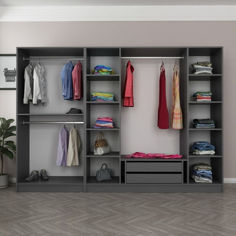 Casa si Gradina - Mobilier - Dulapuri si sifoniere - Dulapuri - Dulap, Hanah Home, pal melaminat, antracit si negru, 270x52x210 cm, 506MNR2729 - Infinity.ro