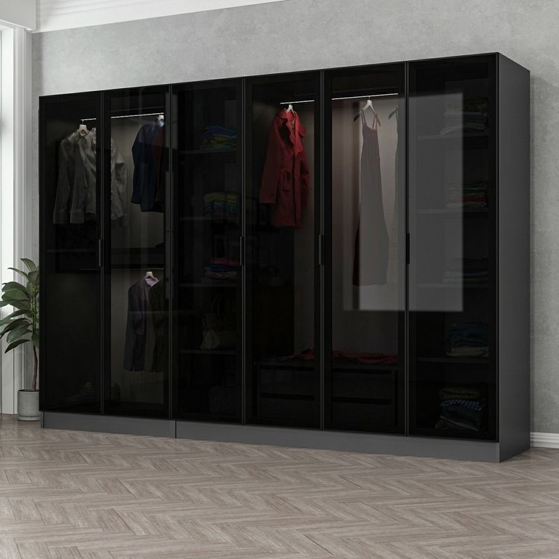 Casa si Gradina - Mobilier - Dulapuri si sifoniere - Dulapuri - Dulap, Hanah Home, pal melaminat, antracit si negru, 270x52x210 cm, 506MNR2729 - Infinity.ro