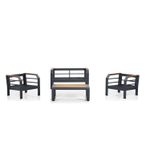 Casa si Gradina - Gradina si terasa - Mobilier exterior - Seturi mobila gradina - Set mobilier de gradina, Hanah Home, aluminiu, gri negru, 2+1+1+masa - Infinity.ro