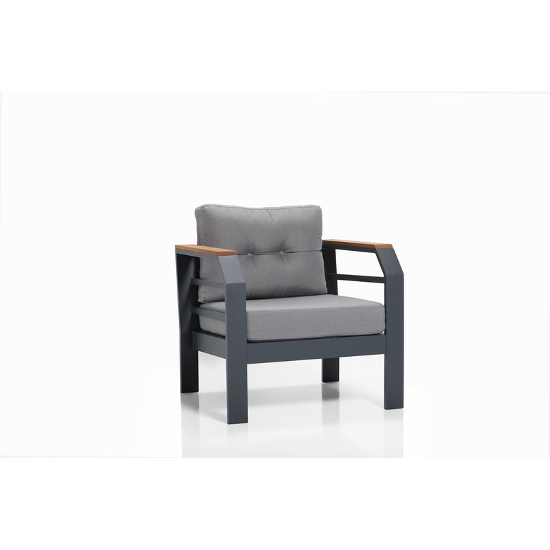Casa si Gradina - Gradina si terasa - Mobilier exterior - Seturi mobila gradina - Set mobilier de gradina, Hanah Home, aluminiu, gri negru, 2+1+1+masa - Infinity.ro