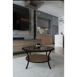 Casa si Gradina - Mobilier - Mese si birouri - Masute de cafea - Masuta de cafea, Hanah Home, sticla si mdf, nuc si fumuriu, 75x75x45 cm - Infinity.ro