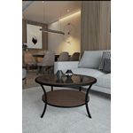 Casa si Gradina - Mobilier - Mese si birouri - Masute de cafea - Masuta de cafea, Hanah Home, sticla si mdf, nuc si fumuriu, 75x75x45 cm - Infinity.ro