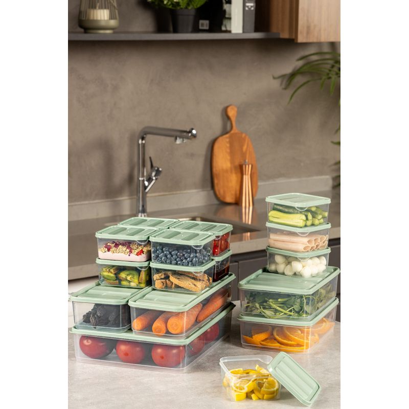 Casa si Gradina - Bucatarie si vesela - Organizare si depozitare bucatarie - Cutii alimentare - Set cutii depozitare, Hermia, plastic, menta, 17 piese - Infinity.ro