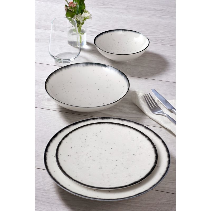 Casa si Gradina - Bucatarie si vesela - Vesela si tacamuri - Servicii de masa - Serviciu de masa 24 piese, Hermia, portelan, alb negru - Infinity.ro