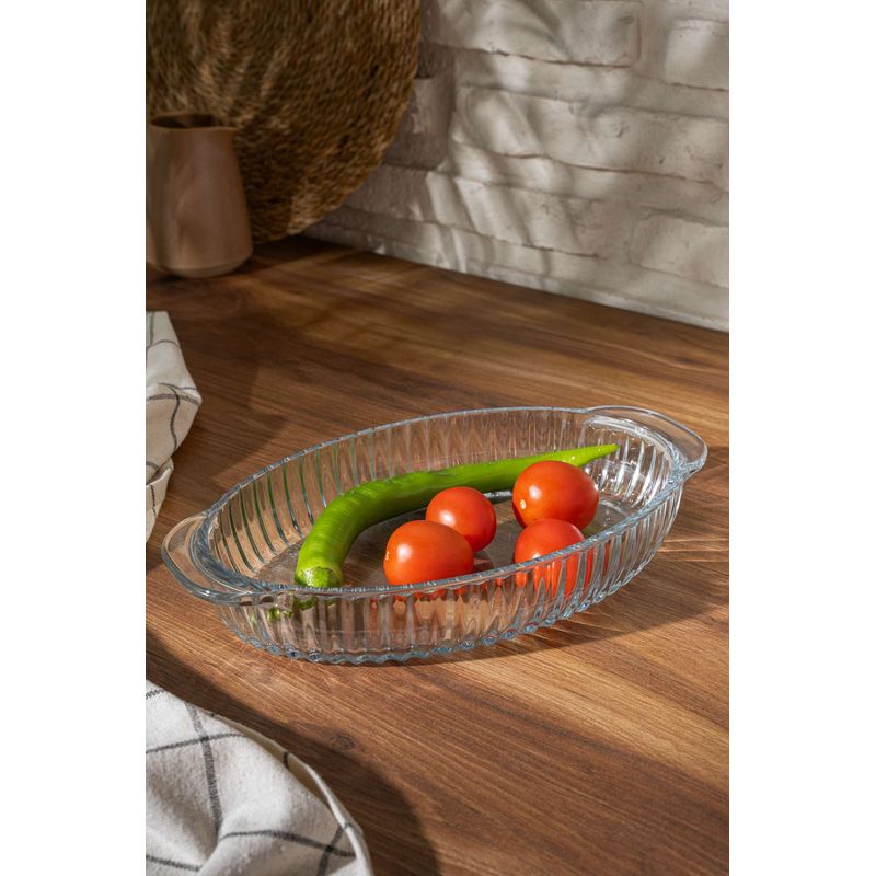 Casa si Gradina - Bucatarie si vesela - Vesela si tacamuri - Vesela pentru servire - Platou de servire, Hermia, sticla, transparent, 28x16x4.5 cm - Infinity.ro