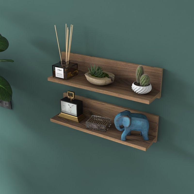 Casa si Gradina - Mobilier - Biblioteci si rafturi - Rafturi - Raft de perete, Hanah Home, panou de particule acoperit cu melamina, nuc, 60x15x13 cm - Infinity.ro