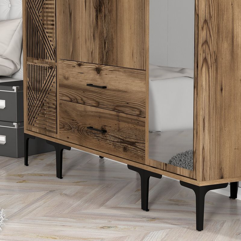 Casa si Gradina - Mobilier - Dulapuri si sifoniere - Sifoniere - Sifonier, Hanah Home, panou aglomerat melaminat, nuc, 160x201.4x47.5 cm - Infinity.ro