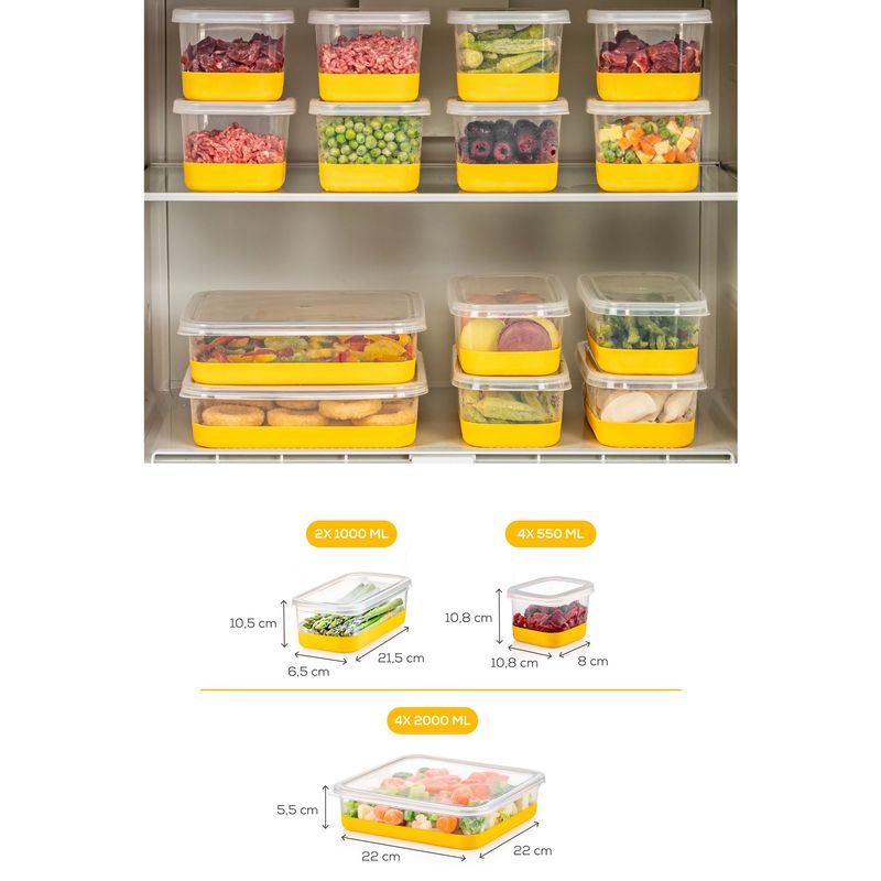 Casa si Gradina - Bucatarie si vesela - Organizare si depozitare bucatarie - Cutii alimentare - Set organizator frigider, Hermia, plastic, galben, 10 piese - Infinity.ro