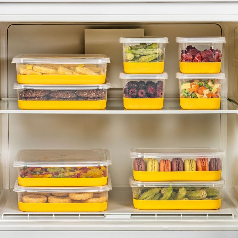 Casa si Gradina - Bucatarie si vesela - Organizare si depozitare bucatarie - Cutii alimentare - Set organizator frigider, Hermia, plastic, galben, 10 piese - Infinity.ro
