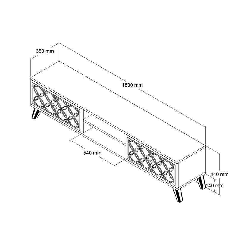 Casa si Gradina - Mobilier - Comode si corpuri - Comode - Comoda tv, Hanah Home, pal melaminat, nuc si calcedonie, 180x35x44 cm - Infinity.ro