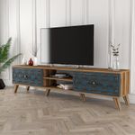 Casa si Gradina - Mobilier - Comode si corpuri - Comode - Comoda tv, Hanah Home, pal melaminat, nuc si calcedonie, 180x35x44 cm - Infinity.ro
