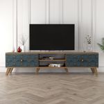 Casa si Gradina - Mobilier - Comode si corpuri - Comode - Comoda tv, Hanah Home, pal melaminat, nuc si calcedonie, 180x35x44 cm - Infinity.ro