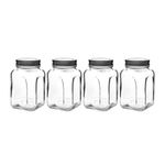 Casa si Gradina - Bucatarie si vesela - Organizare si depozitare bucatarie - Borcane si capace - Set borcane, Hermia, sticla, argintiu, 8.5x8.5x14 cm, 660 ml, 4 piese - Infinity.ro