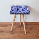 Casa si Gradina - Mobilier - Mese si birouri - Mese living - Masuta laterala, Hanah Home, mdf, albastru si alb, 35x35x42 cm - Infinity.ro