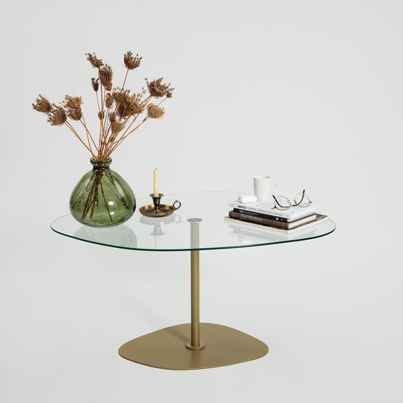 Casa si Gradina - Mobilier - Mese si birouri - Masute de cafea - Masuta de cafea, Hanah Home, sticla securizata, transparent auriu, 85x67x40 cm - Infinity.ro