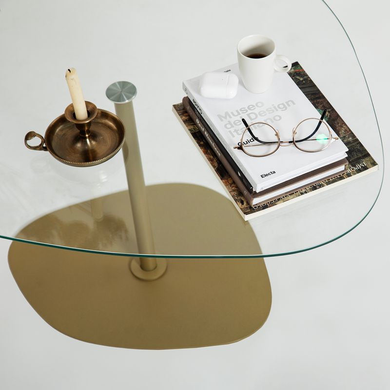 Casa si Gradina - Mobilier - Mese si birouri - Masute de cafea - Masuta de cafea, Hanah Home, sticla securizata, transparent auriu, 85x67x40 cm - Infinity.ro