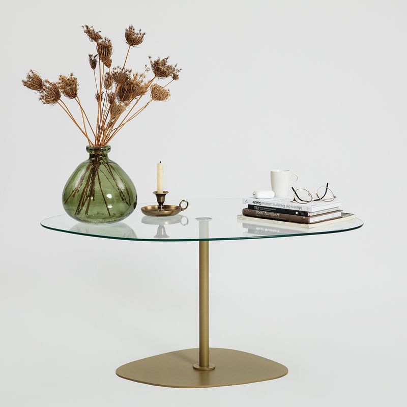 Casa si Gradina - Mobilier - Mese si birouri - Masute de cafea - Masuta de cafea, Hanah Home, sticla securizata, transparent auriu, 85x67x40 cm - Infinity.ro