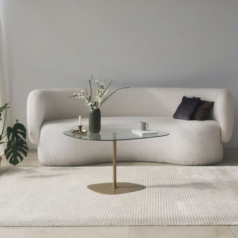 Casa si Gradina - Mobilier - Mese si birouri - Masute de cafea - Masuta de cafea, Hanah Home, sticla securizata, transparent auriu, 85x67x40 cm - Infinity.ro