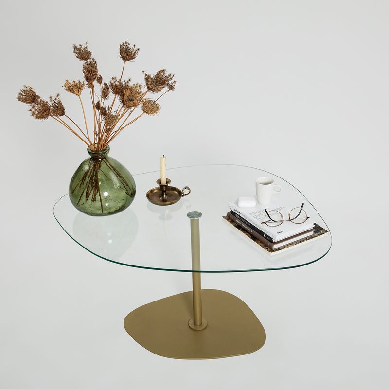 Casa si Gradina - Mobilier - Mese si birouri - Masute de cafea - Masuta de cafea, Hanah Home, sticla securizata, transparent auriu, 85x67x40 cm - Infinity.ro