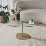 Casa si Gradina - Mobilier - Mese si birouri - Masute de cafea - Masuta de cafea, Hanah Home, sticla securizata, transparent auriu, 85x67x40 cm - Infinity.ro