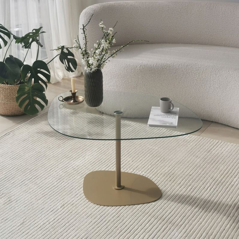 Casa si Gradina - Mobilier - Mese si birouri - Masute de cafea - Masuta de cafea, Hanah Home, sticla securizata, transparent auriu, 85x67x40 cm - Infinity.ro