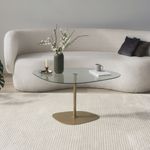 Casa si Gradina - Mobilier - Mese si birouri - Masute de cafea - Masuta de cafea, Hanah Home, sticla securizata, transparent auriu, 85x67x40 cm - Infinity.ro