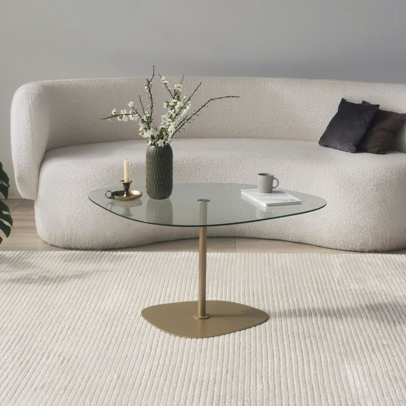 Casa si Gradina - Mobilier - Mese si birouri - Masute de cafea - Masuta de cafea, Hanah Home, sticla securizata, transparent auriu, 85x67x40 cm - Infinity.ro