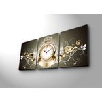 Casa si Gradina - Decoratiuni - Ceasuri - Ceas decorativ de perete, Wallxpert, panza din piele de caprioara, multicolor, 96x40 cm, set 3 piese - Infinity.ro