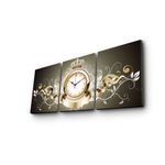 Casa si Gradina - Decoratiuni - Ceasuri - Ceas decorativ de perete, Wallxpert, panza din piele de caprioara, multicolor, 96x40 cm, set 3 piese - Infinity.ro