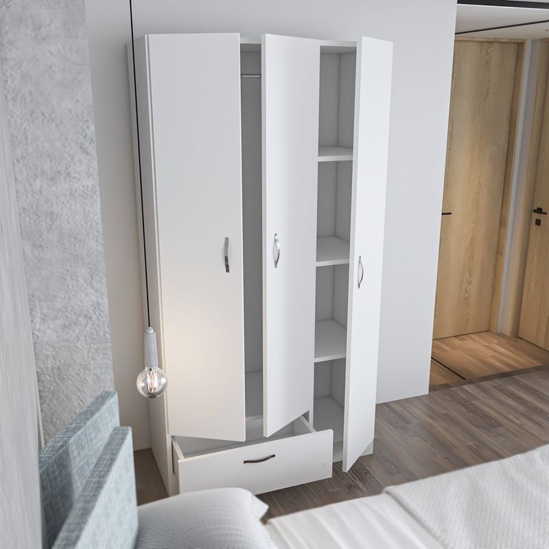 Casa si Gradina - Mobilier - Dulapuri si sifoniere - Sifoniere - Sifonier, Hanah Home, pal melaminat, alb, 90x40x170 cm - Infinity.ro