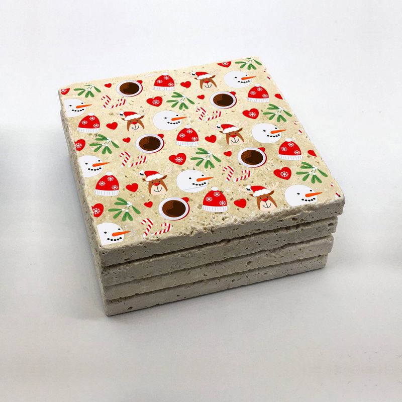 Casa si Gradina - Bucatarie si vesela - Accesorii bar - Suporturi bauturi - Suporturi pentru pahare, Hermia, piatra naturala, multicolor, 10x10x1 cm, set 4 bucati, 366TYR1226 - Infinity.ro