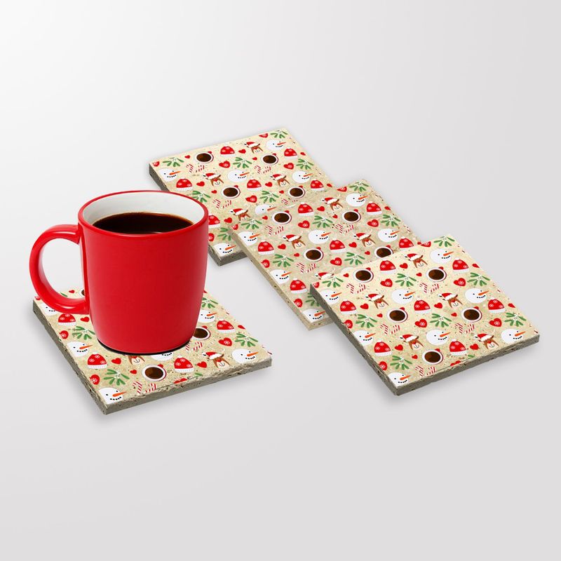 Casa si Gradina - Bucatarie si vesela - Accesorii bar - Suporturi bauturi - Suporturi pentru pahare, Hermia, piatra naturala, multicolor, 10x10x1 cm, set 4 bucati, 366TYR1226 - Infinity.ro