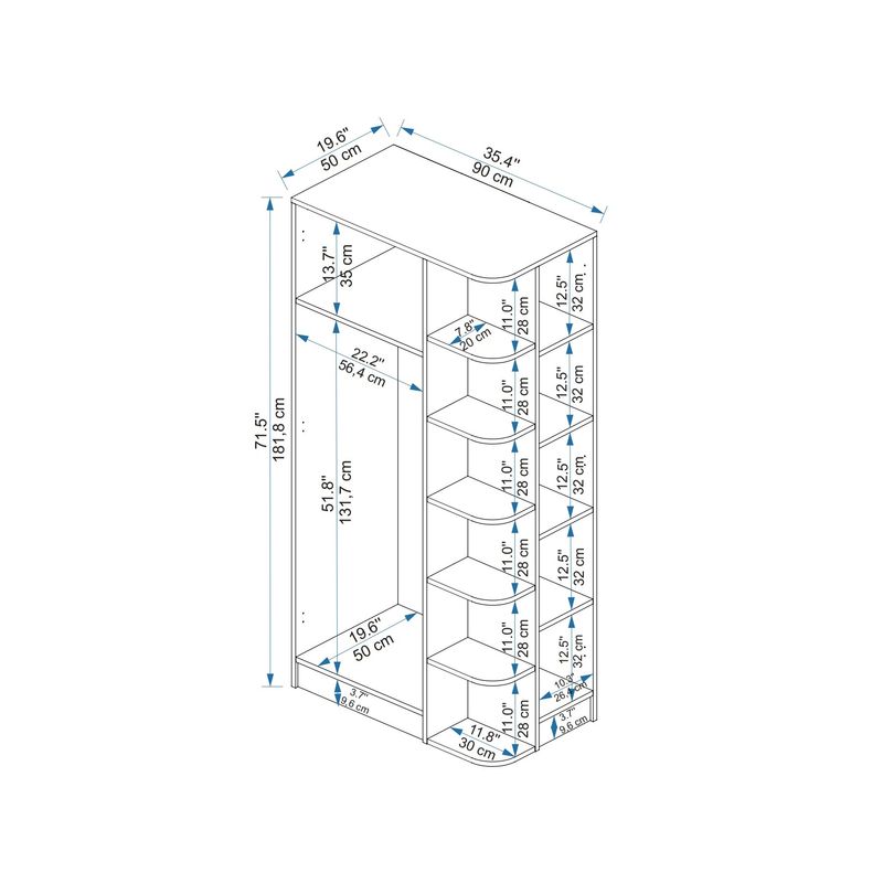 Casa si Gradina - Mobilier - Dulapuri si sifoniere - Sifoniere - Sifonier, Hanah Home, pal melaminat, pin atlantic bej, 90x50x181.8 cm - Infinity.ro