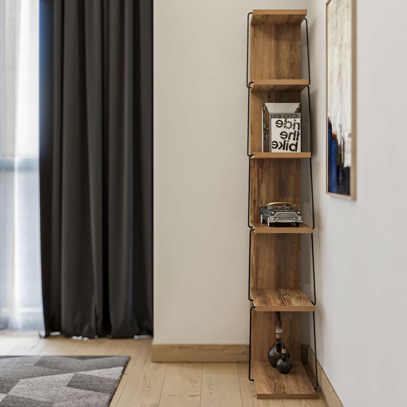 Casa si Gradina - Mobilier - Biblioteci si rafturi - Biblioteci - Raft de perete, Hanah Home, pal melaminat, nuc, 50x22x150 cm - Infinity.ro