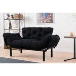Casa si Gradina - Mobilier - Canapele si coltare - Canapele - Canapea extensibila, Hanah Home, microfibra, negru, 155x85x70 cm - Infinity.ro