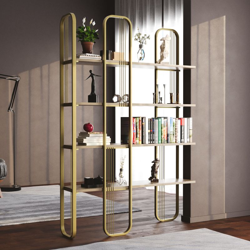Casa si Gradina - Mobilier - Biblioteci si rafturi - Biblioteci - Biblioteca, Hanah Home, pal melaminat, galben, 124x182x26 cm - Infinity.ro